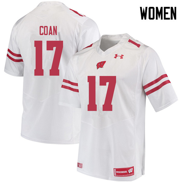 Wisconsin Badgers Women's #17 Jack Coan NCAA Under Armour Authentic White College Stitched Football Jersey EZ40Y25XU